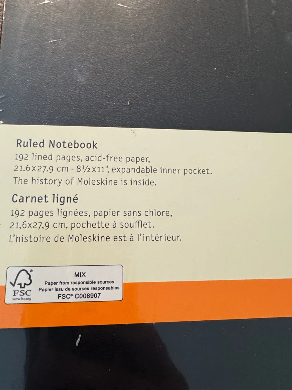 Moleskine Hard Cover Ruled Notebook - Dark Gray with Black Elastic